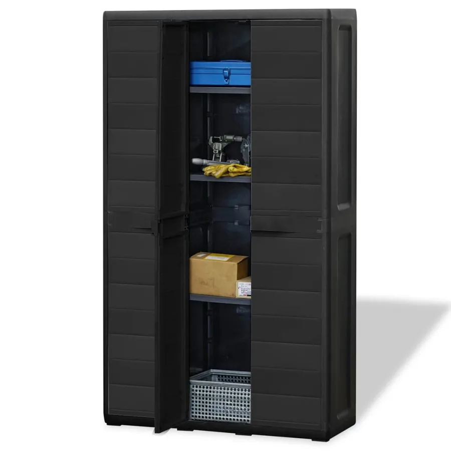 Armoire de rangement de jardin avec 4 étagères Noir - 4