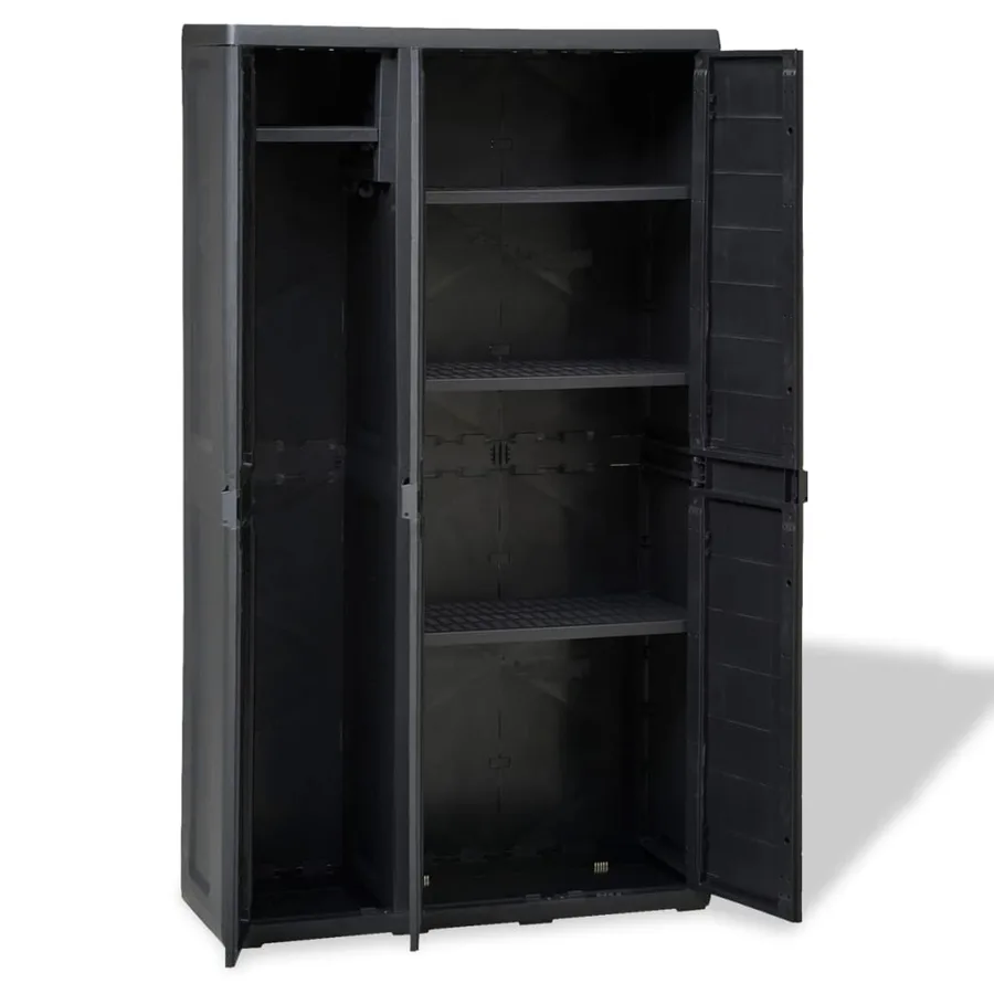 Armoire de rangement de jardin avec 4 étagères Noir - 5
