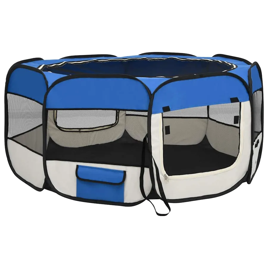 Parc pliable pour chien avec sac de transport Bleu 145x145x61cm - 13