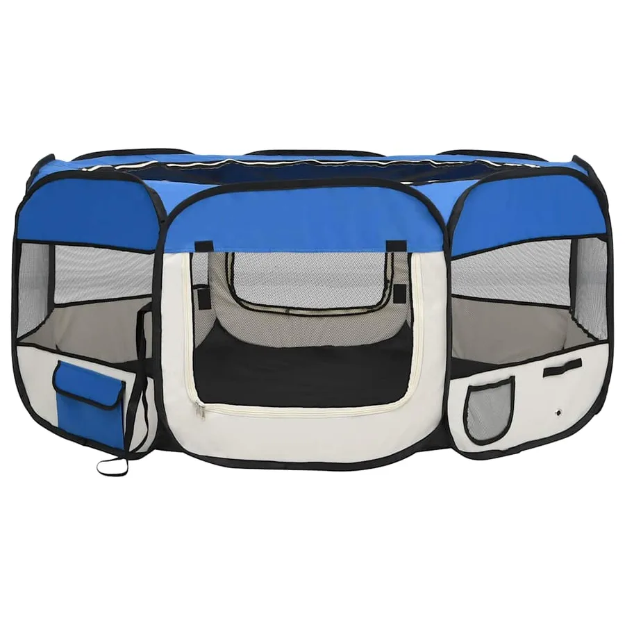 Parc pliable pour chien avec sac de transport Bleu 145x145x61cm - 2