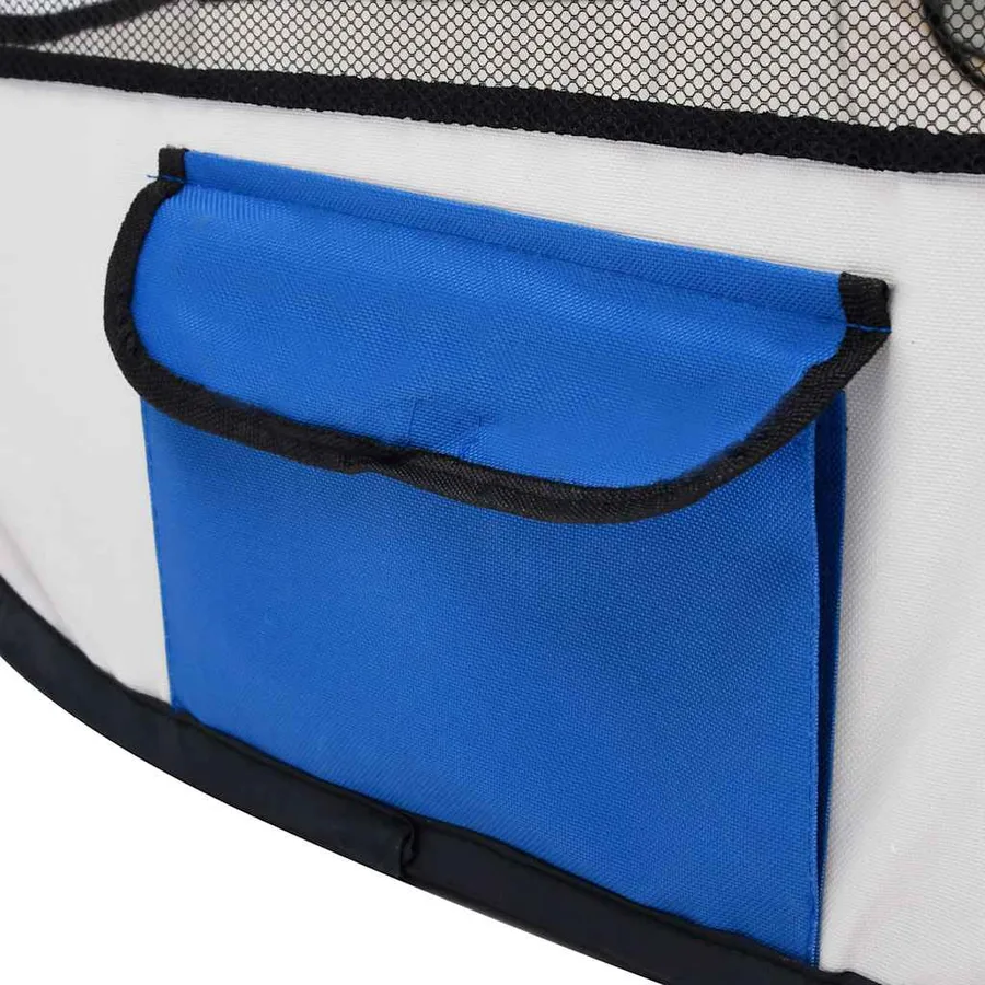 Parc pliable pour chien avec sac de transport Bleu 145x145x61cm - 6