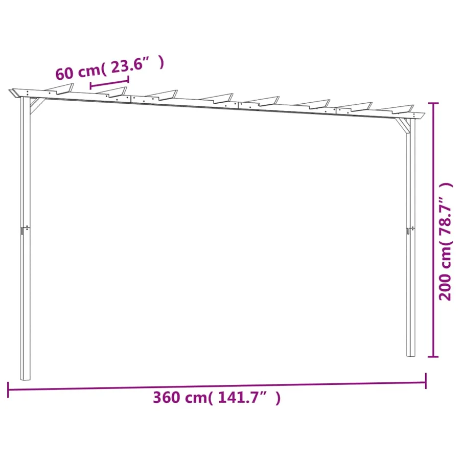 Pergola de jardin Pin imprégné 360x200x60 cm - 6