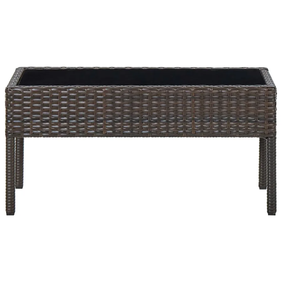 Table de jardin Marron 75x40x37 cm Résine tressée - 2