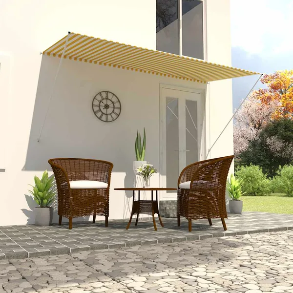 Auvent rétractable 300x150 cm Jaune et blanc