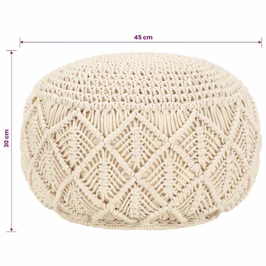 Pouf fait à la main en macramé 45 x 30 cm Coton - 4