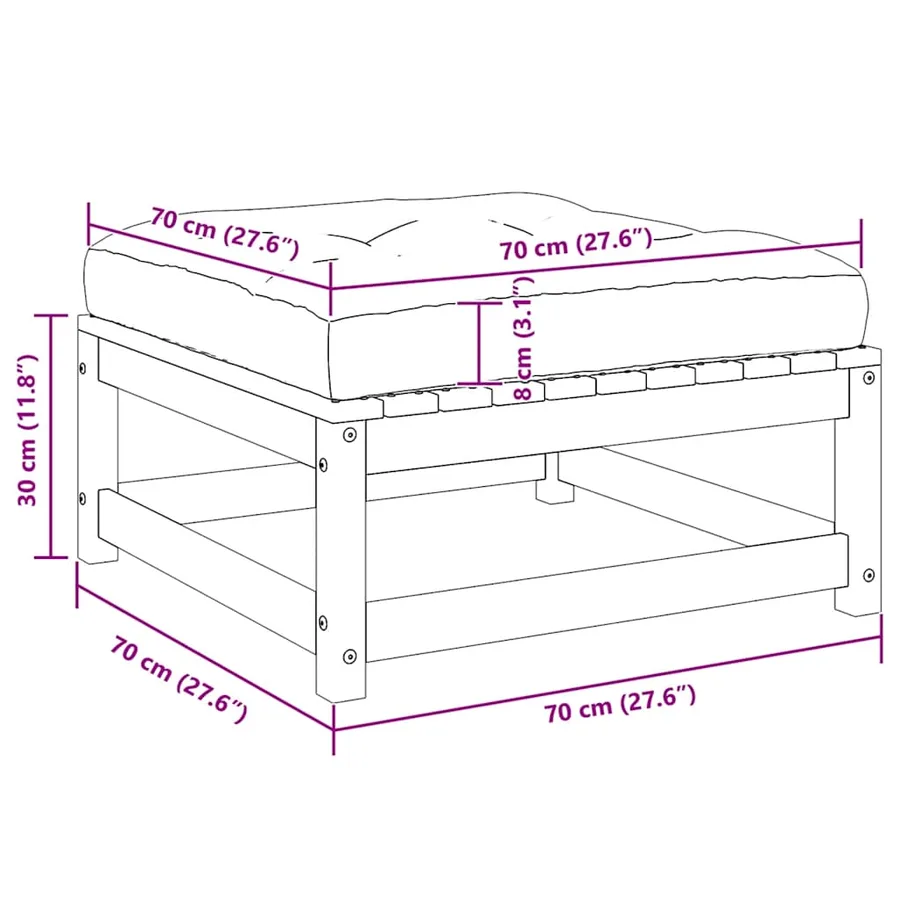 Salon de jardin 2 pcs avec coussins Bois de pin massif - 14
