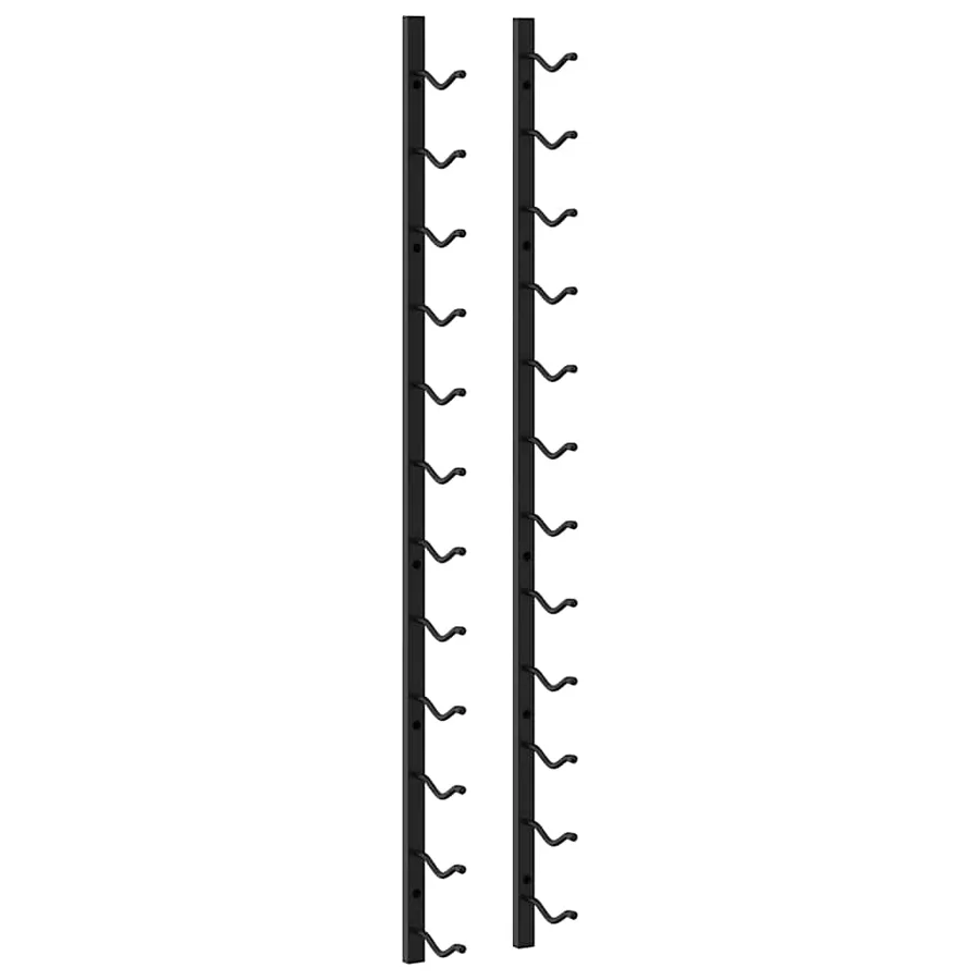 Casiers à bouteilles mural pour 12 bouteilles 2 pcs noir fer - 5