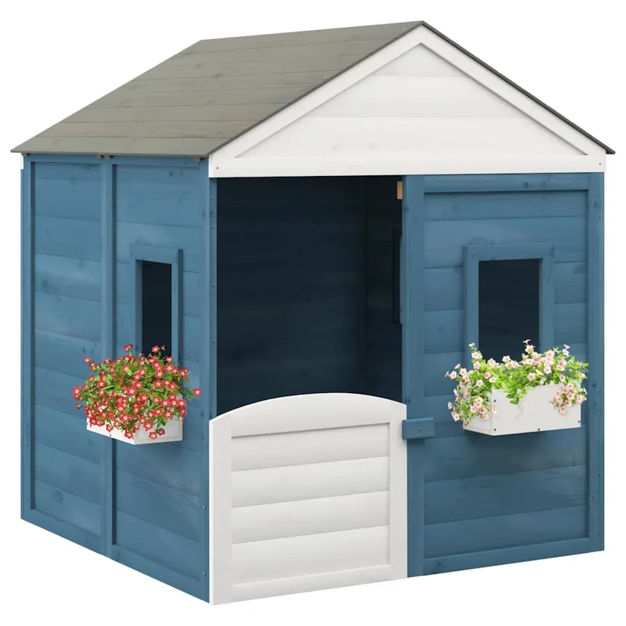Maison de jeux et porte verrouillable/fleurs bois massif sapin - 4