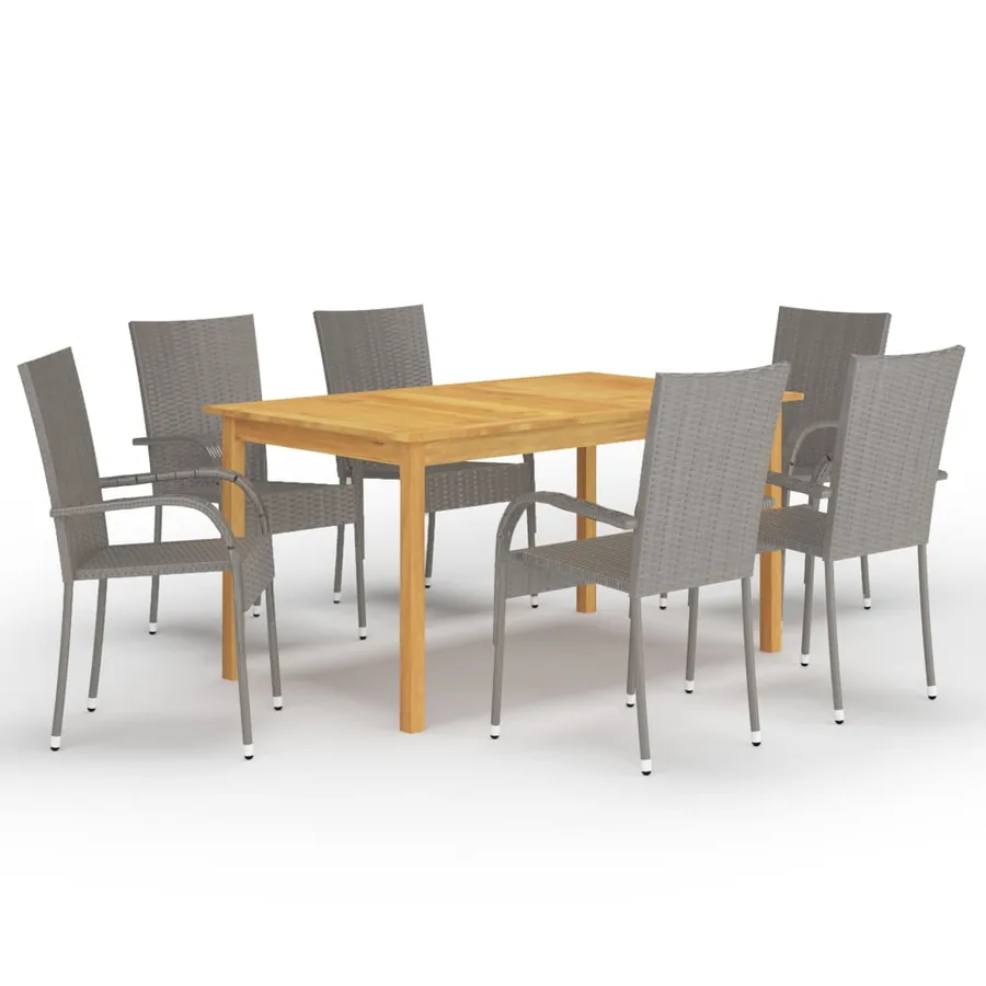 Ensemble à manger de jardin 7 pcs Gris
