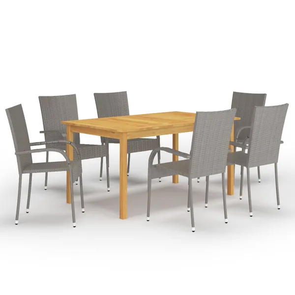 Ensemble à manger de jardin 7 pcs Gris