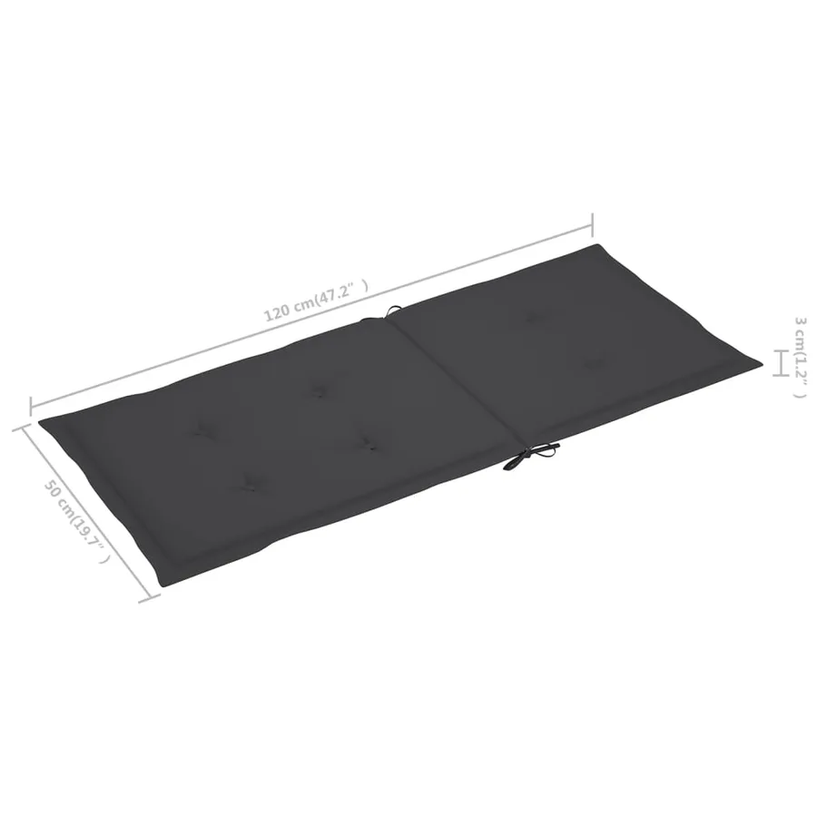 Chaises de jardin lot de 4 avec coussins anthracite Teck solide - 10