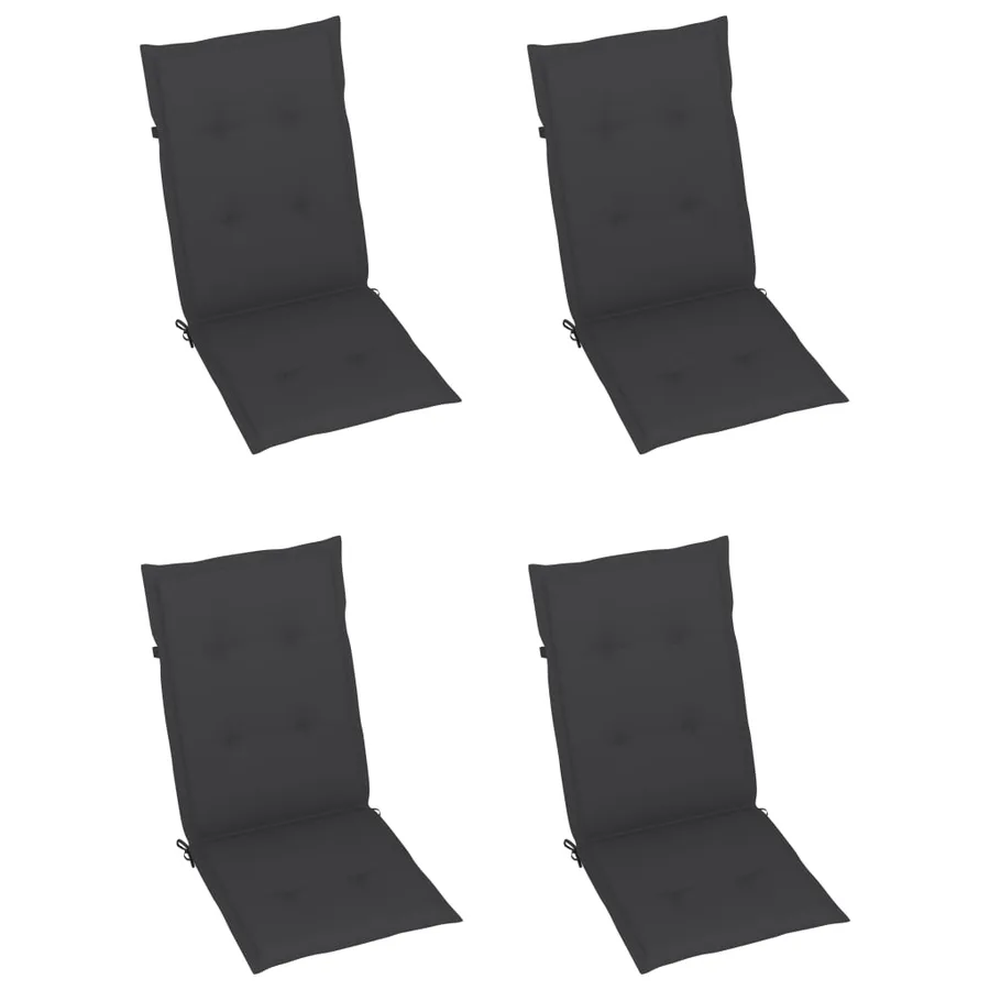 Chaises de jardin lot de 4 avec coussins anthracite Teck solide - 6