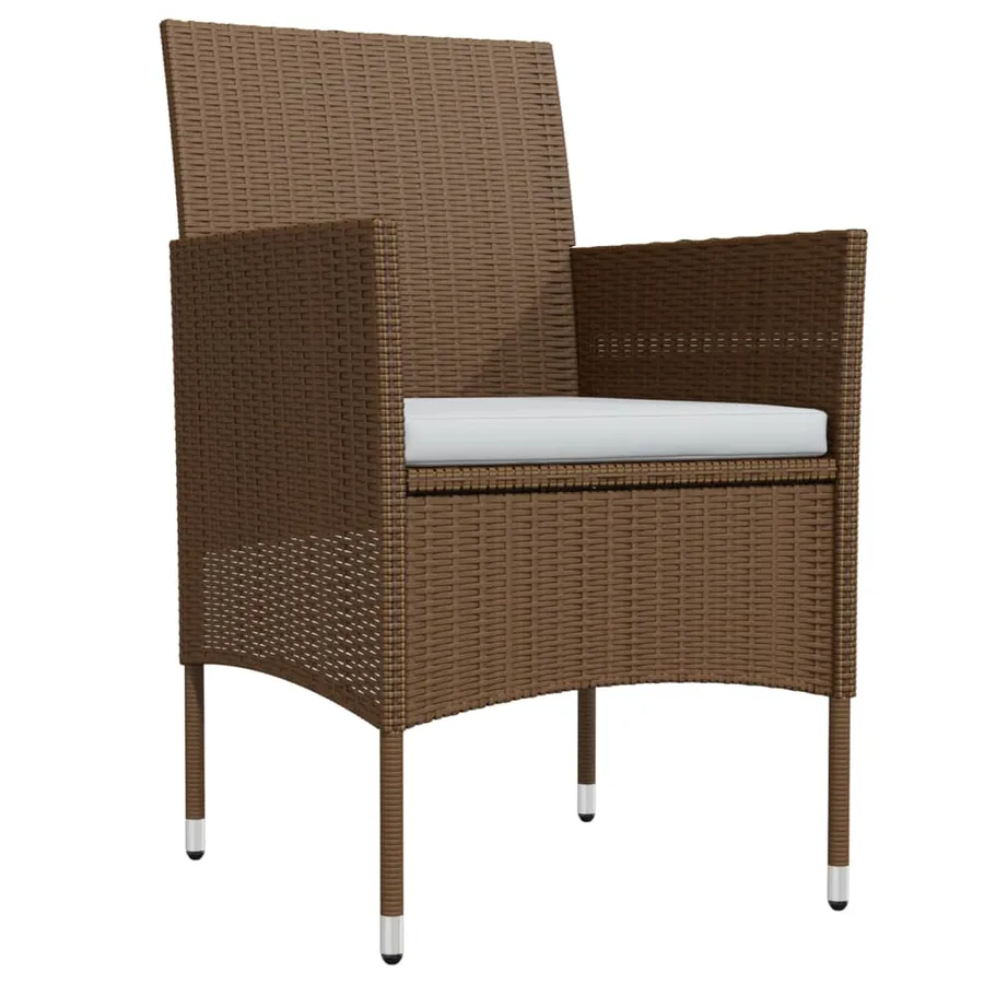 Ensemble à manger de jardin avec coussins 3 pcs Marron et noir - 3