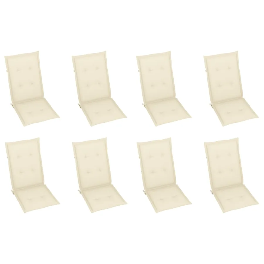 Chaises inclinables de jardin et coussins lot de 8 Teck solide - 6