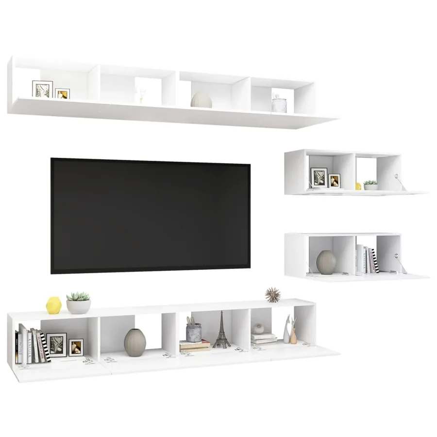 Ensemble de meubles TV 6 pcs Blanc Bois d'ingénierie - 3
