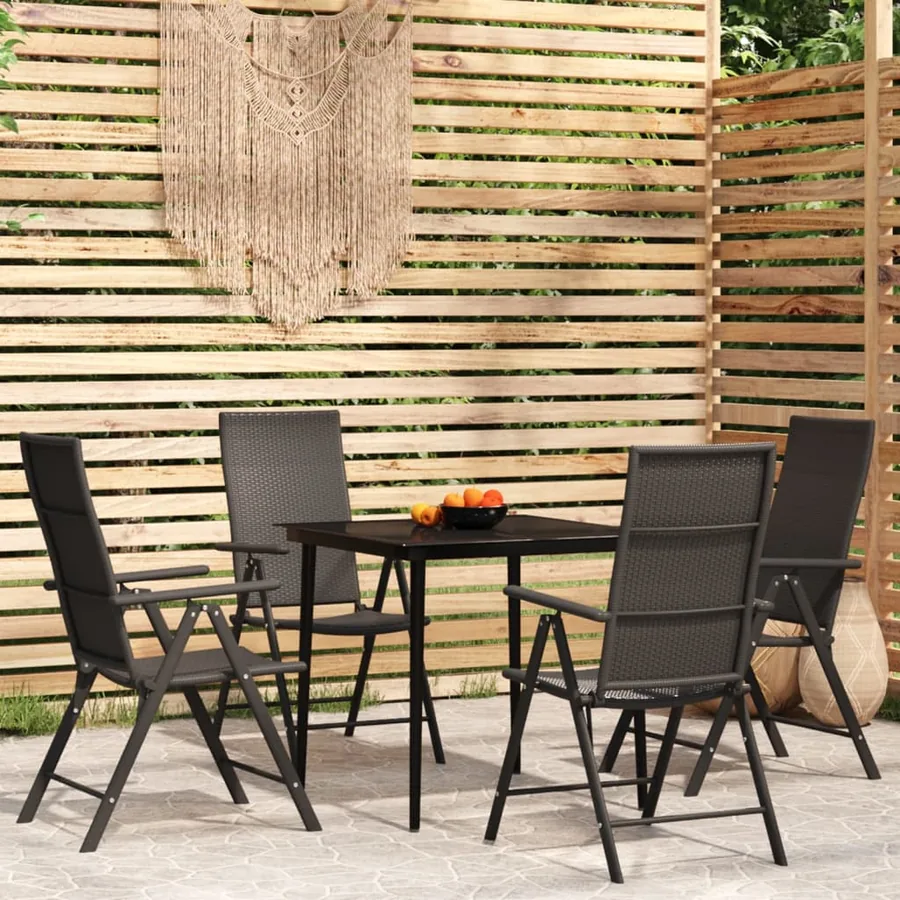 Ensemble à manger de jardin 5 pcs Noir