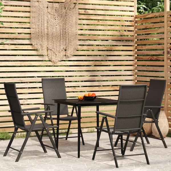 Ensemble à manger de jardin 5 pcs Noir