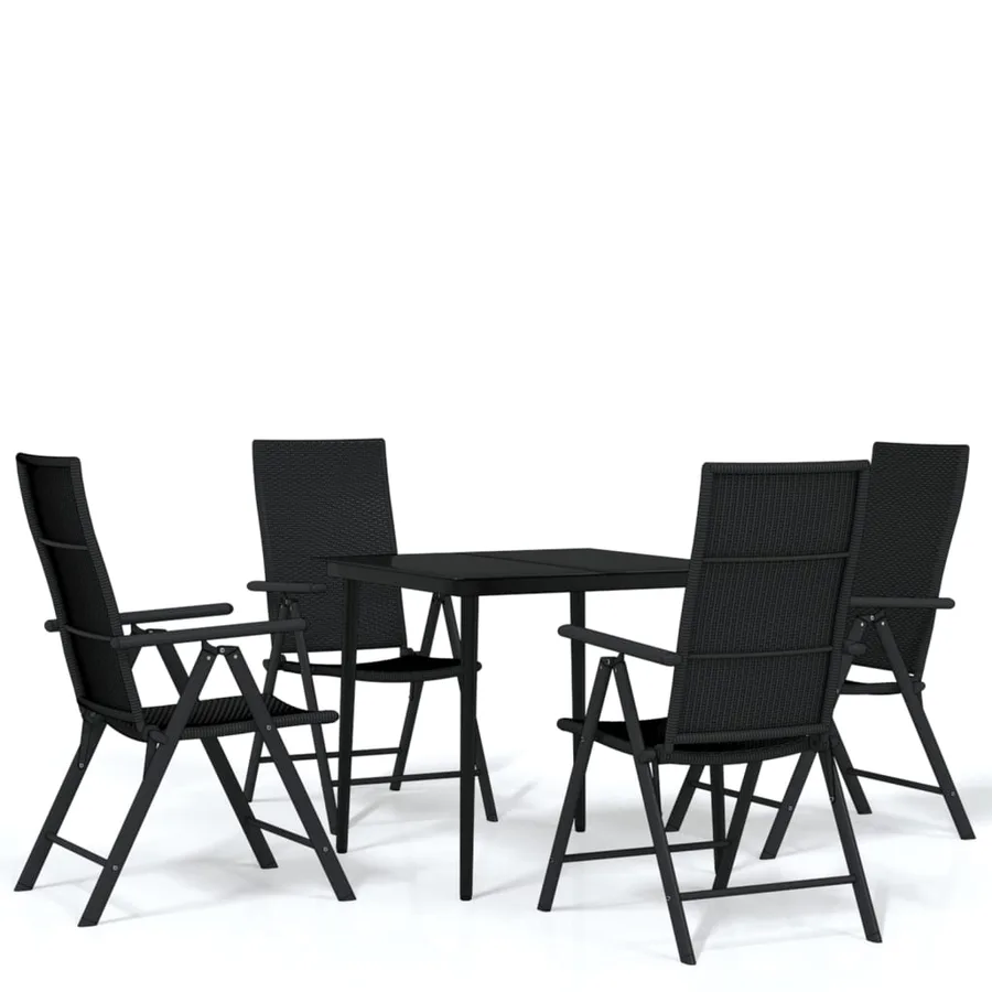 Ensemble à manger de jardin 5 pcs Noir - 2