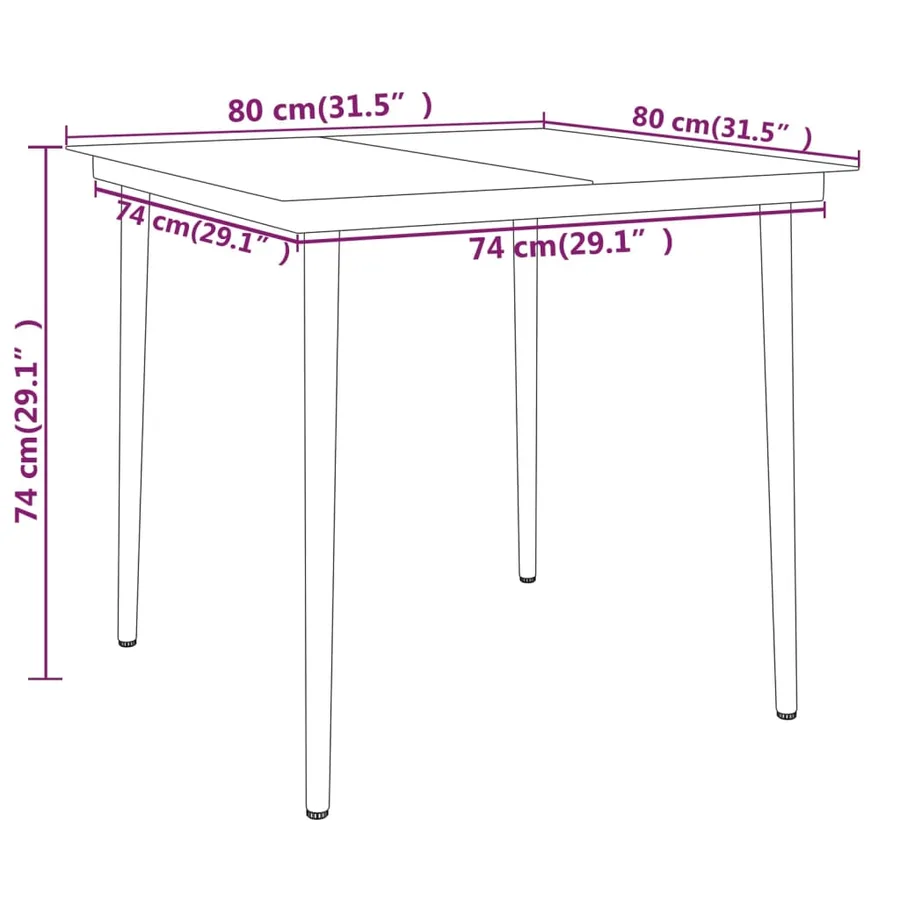 Ensemble à manger de jardin 5 pcs Noir - 8