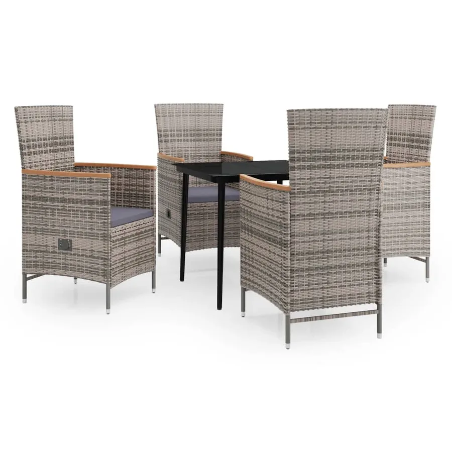 Ensemble à manger de jardin avec coussins 5 pcs Gris - 2