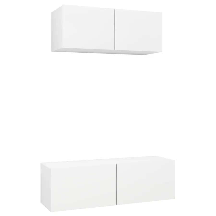 Ensemble de meubles TV 2 pcs Blanc Bois d'ingénierie - 2