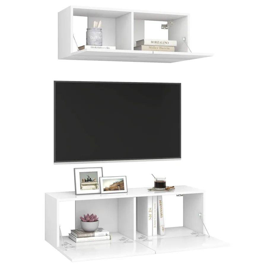 Ensemble de meubles TV 2 pcs Blanc Bois d'ingénierie - 5
