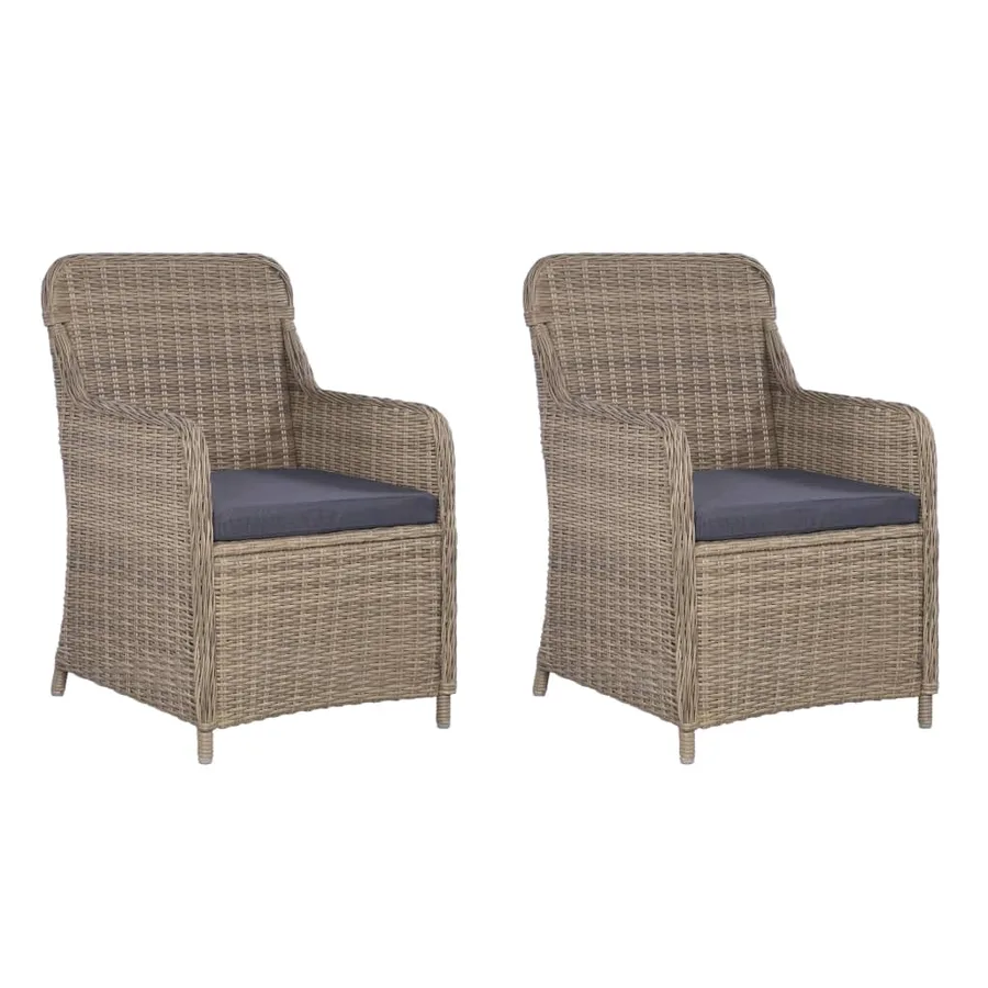 Ensemble de bistro 3 pcs avec coussins Résine tressée Marron - 5