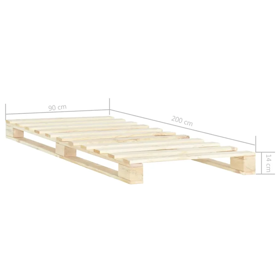 Cadre de lit de palette sans matelas 90x200 cm bois pin massif - 6