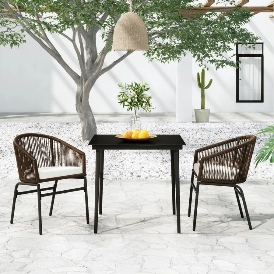 Ensemble à manger de jardin 3 pcs Marron