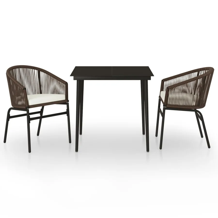 Ensemble à manger de jardin 3 pcs Marron - 2