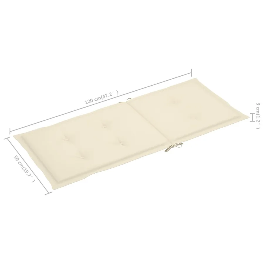 Chaises de jardin lot de 4 avec coussins crème Bois teck solide - 10