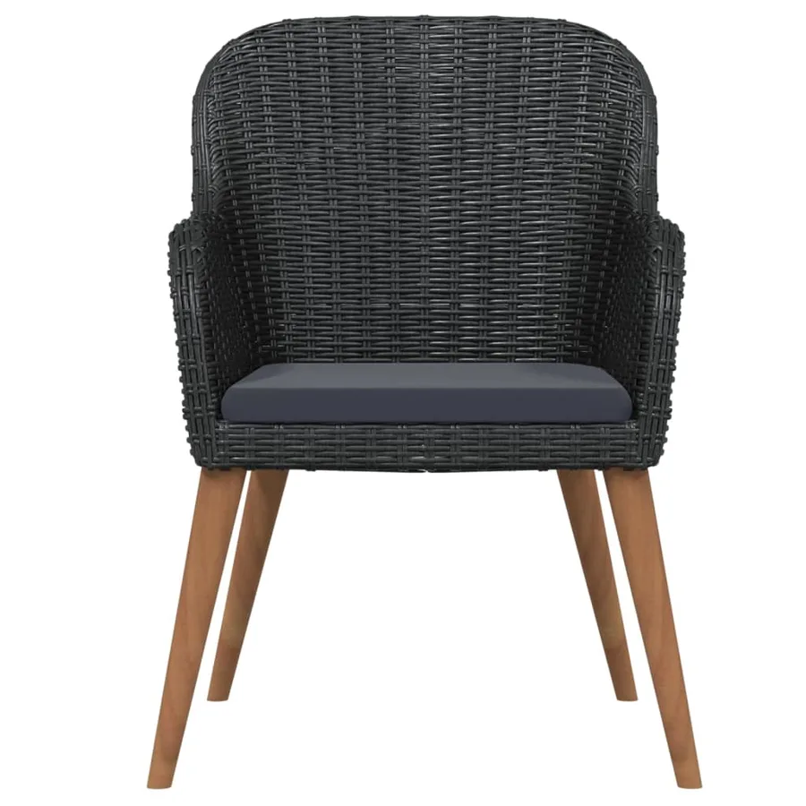 Ensemble à manger de jardin avec coussins 3 pcs noir - 4