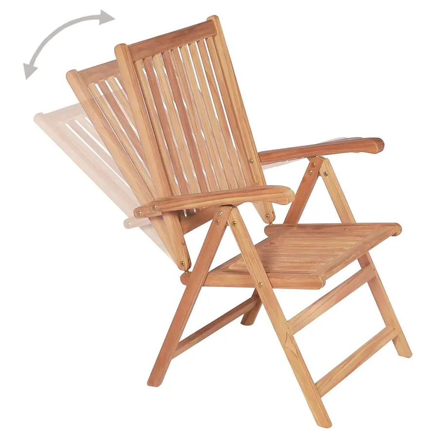 Chaises inclinables de jardin lot de 6 Bois de teck solide - 5