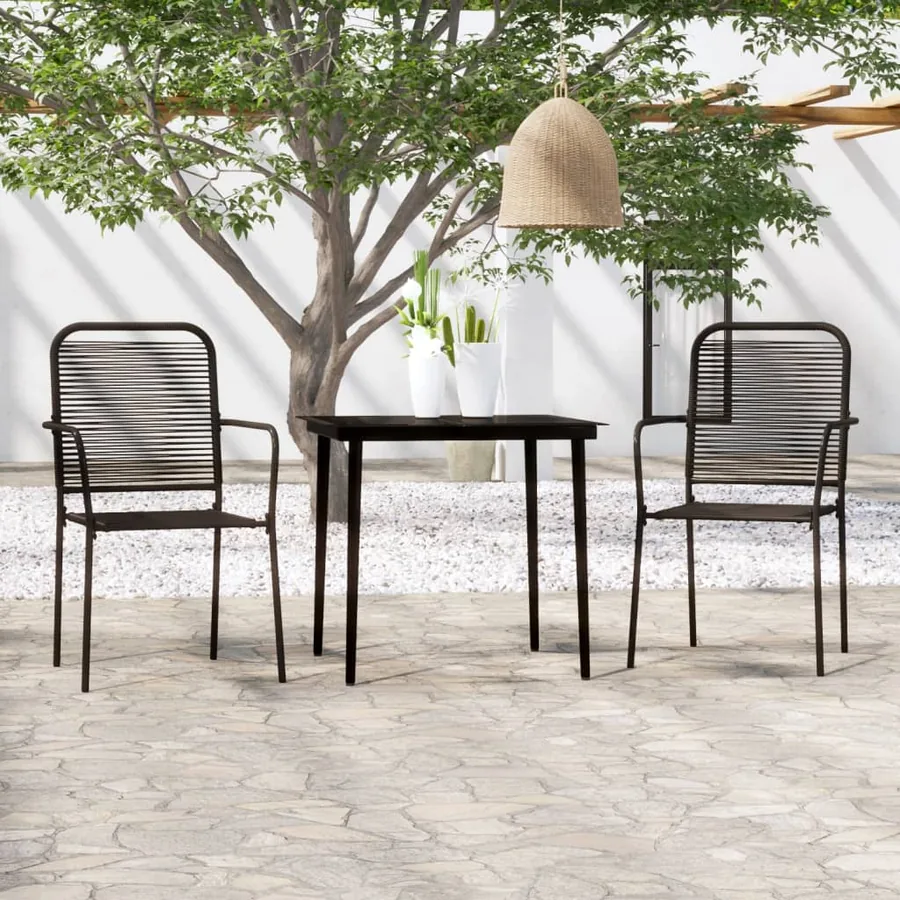 Ensemble à manger de jardin 3 pcs Noir