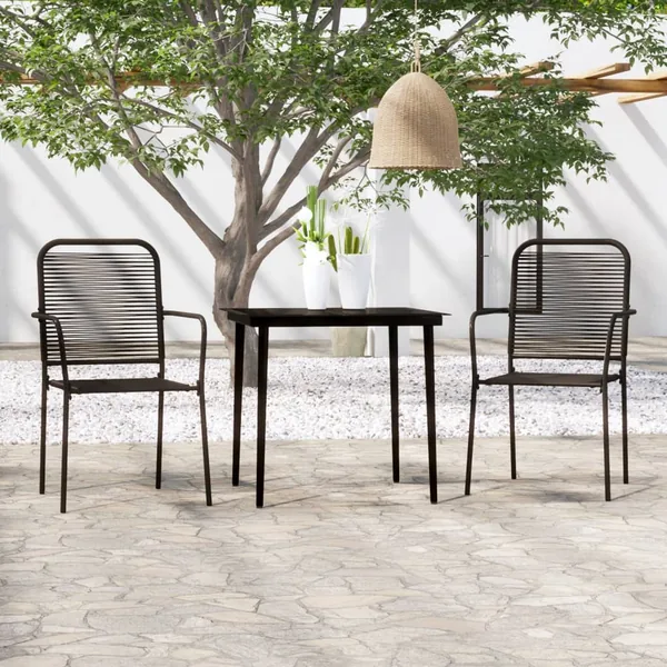 Ensemble à manger de jardin 3 pcs Noir