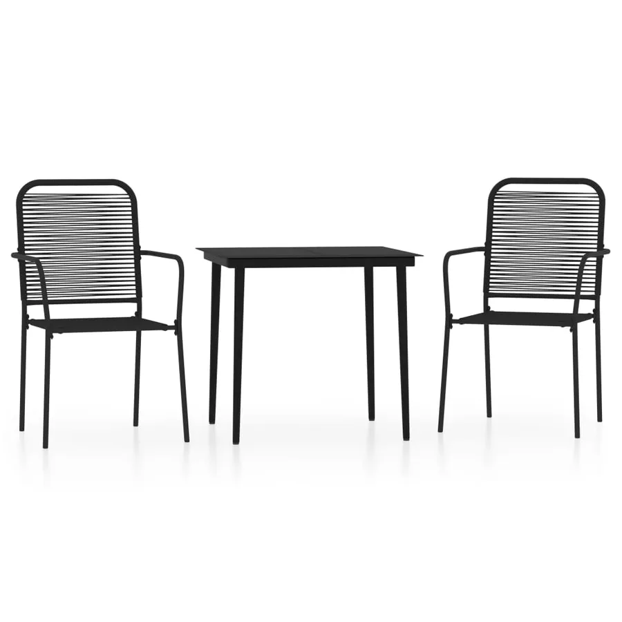 Ensemble à manger de jardin 3 pcs Noir - 2