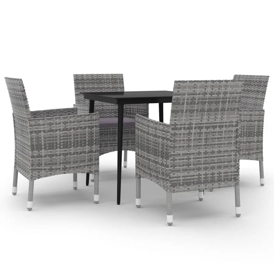 Ensemble à manger de jardin coussins 5 pcs Résine tressée Verre - 2