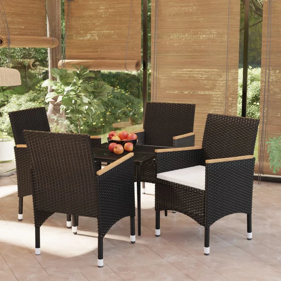 Ensemble à manger de jardin avec coussins 5 pcs Noir