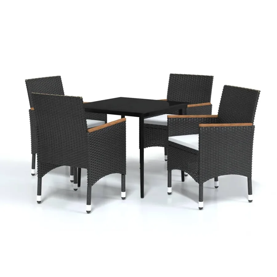Ensemble à manger de jardin avec coussins 5 pcs Noir - 2