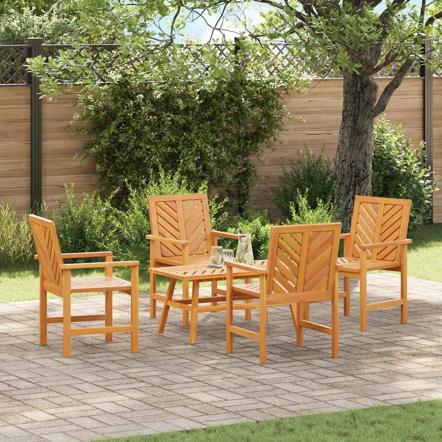 Ensemble de salon de jardin 5 pcs Marron Bois d'Acacia Massif