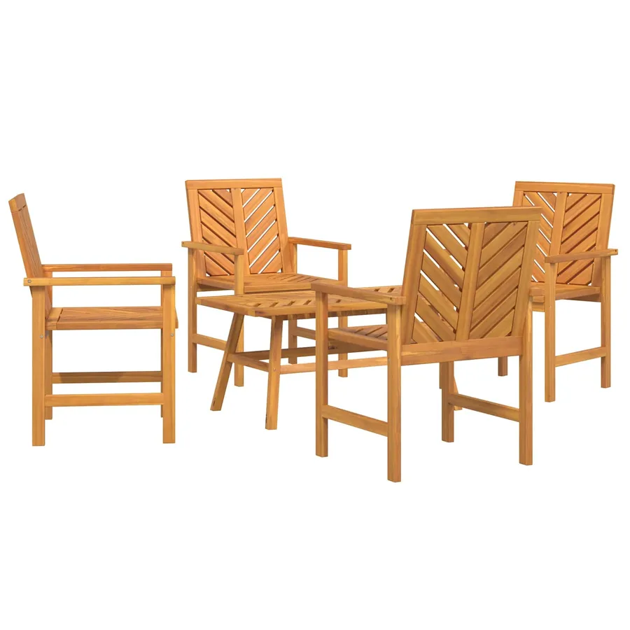 Ensemble de salon de jardin 5 pcs Marron Bois d'Acacia Massif - 2