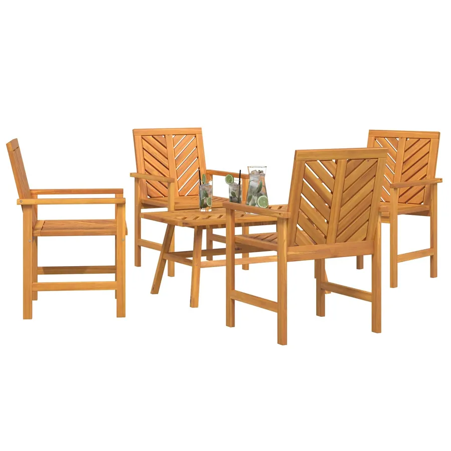 Ensemble de salon de jardin 5 pcs Marron Bois d'Acacia Massif - 3