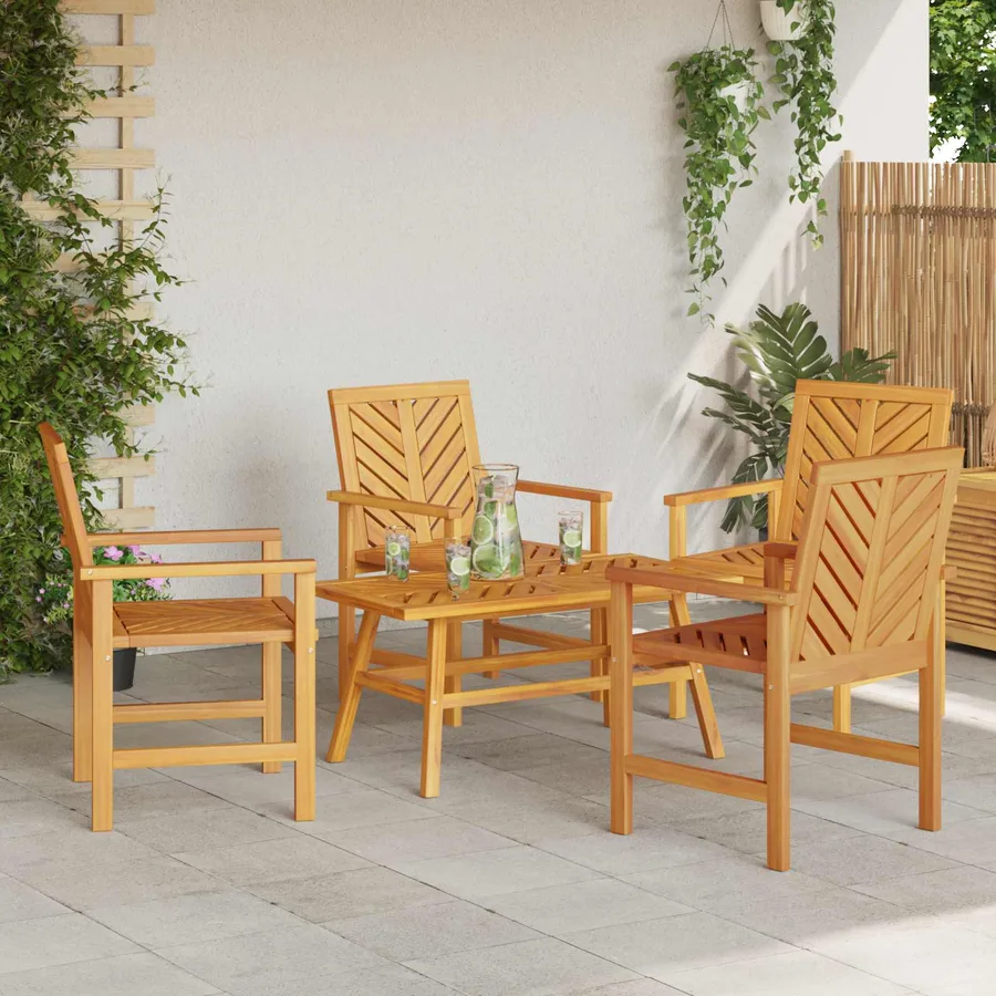 Ensemble de salon de jardin 5 pcs Marron Bois d'Acacia Massif - 4