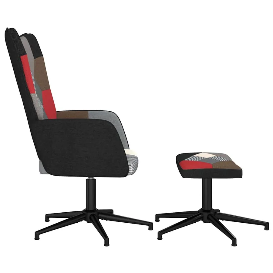 Chaise de relaxation avec tabouret Patchwork Tissu - 4