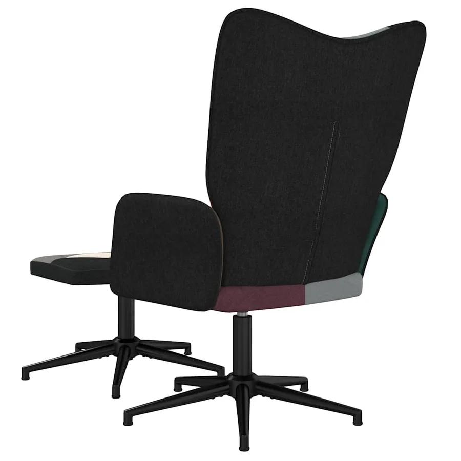 Chaise de relaxation avec tabouret Patchwork Tissu - 5