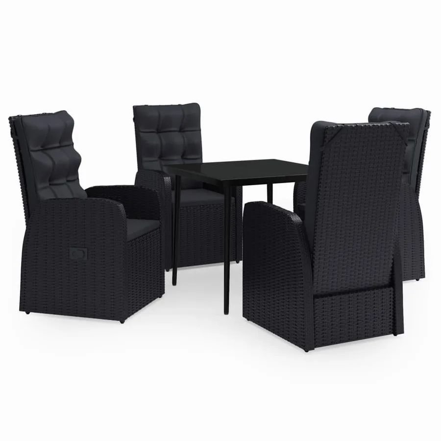Ensemble à manger de jardin avec coussins 5 pcs Noir - 2