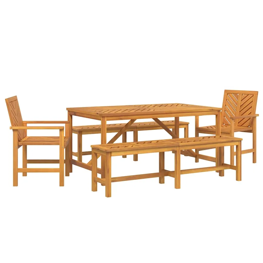 Ensemble de salle à manger pour jardin 5 pc Marron - 2