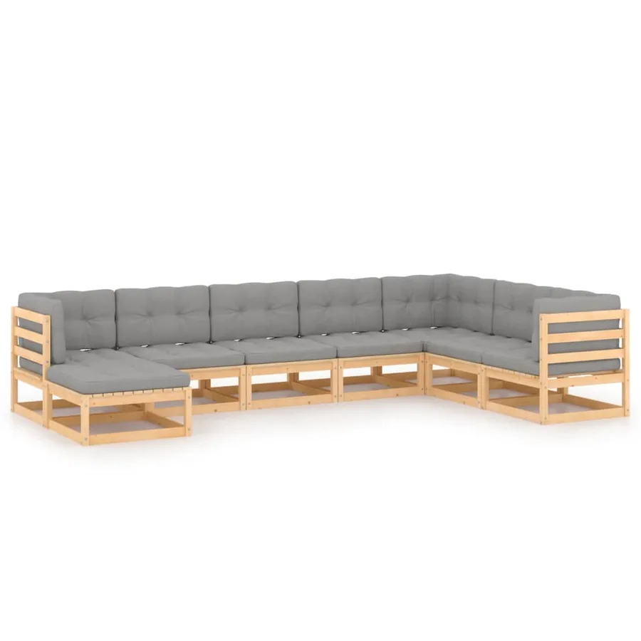 Salon de jardin 8 pcs avec coussins Bois de pin massif - 2