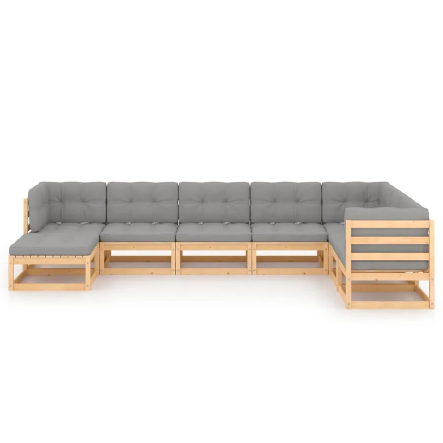 Salon de jardin 8 pcs avec coussins Bois de pin massif - 3