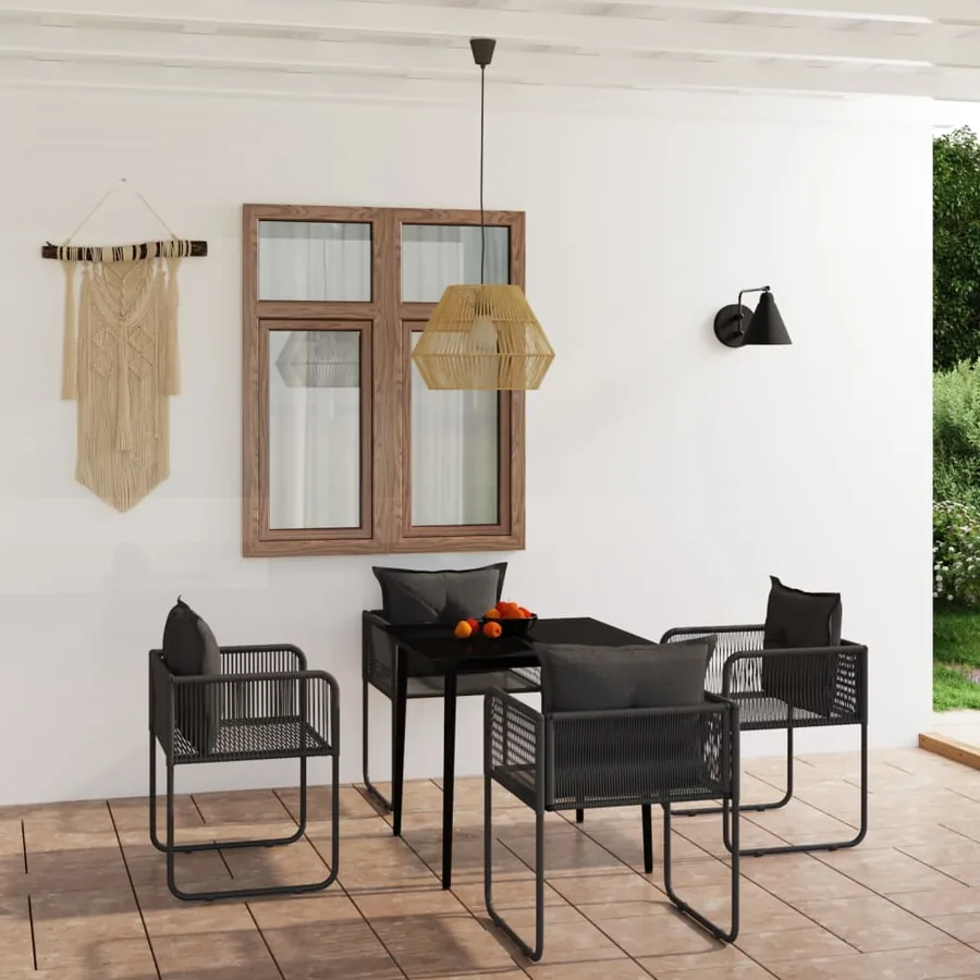 Ensemble à manger de jardin 5 pcs Noir